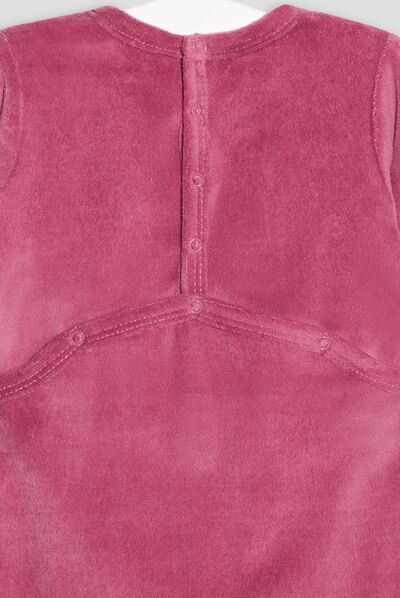 Dors-bien velours manches longues prune bébé fille