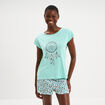 Ensemble pyjama avec t-shirt et short bleu turquoise femme