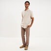 Chemise manches courtes lin m&eacute;lang&eacute; gris clair homme