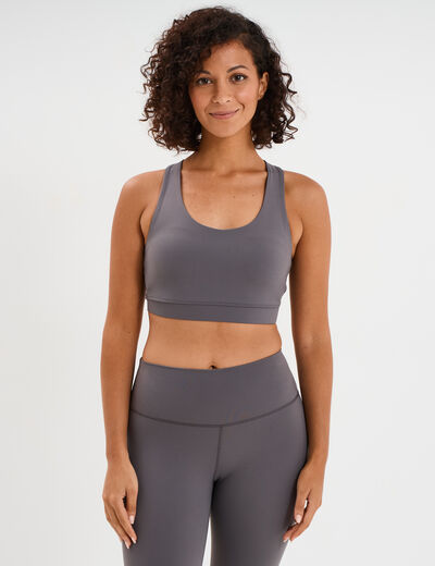Brassi&egrave;re de sport dos nageur gris fonc&eacute; femme