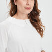 Blouse smocké col claudine ivoire femme