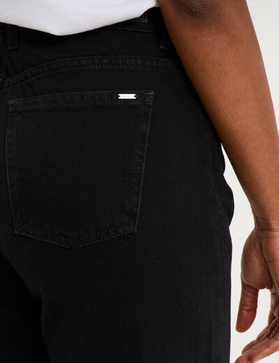 Jean large taille haute coton denim noir femme