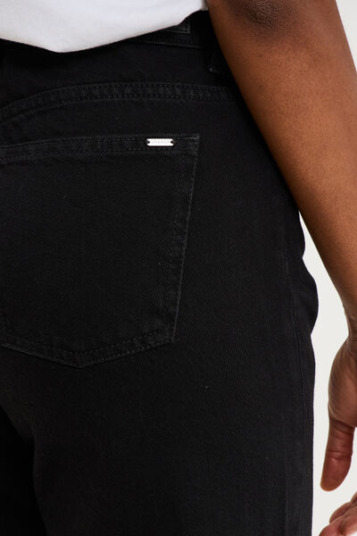 Jean large taille haute coton denim noir femme
