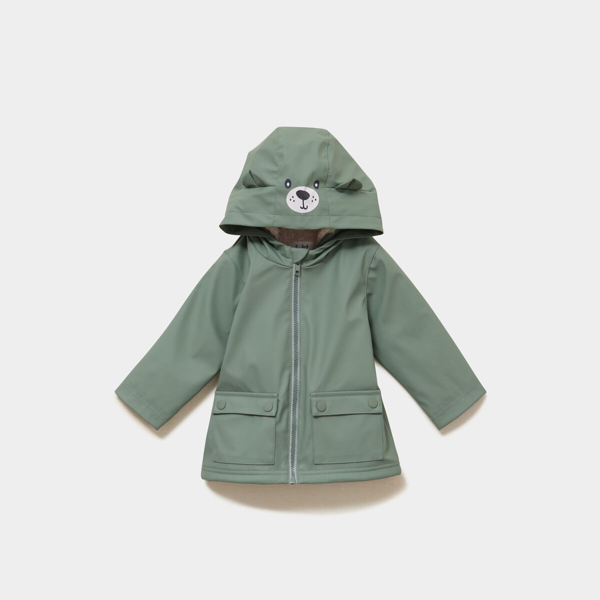 Parka imperm&eacute;able d&eacute;perlante fourr&eacute;e vert kaki b&eacute;b&eacute; gar&ccedil;on