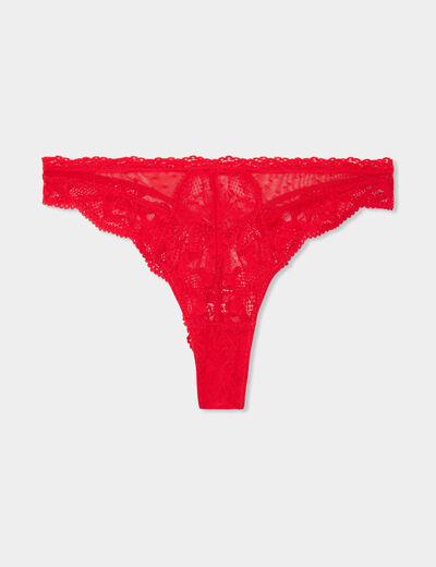 Tanga en dentelle rouge femme