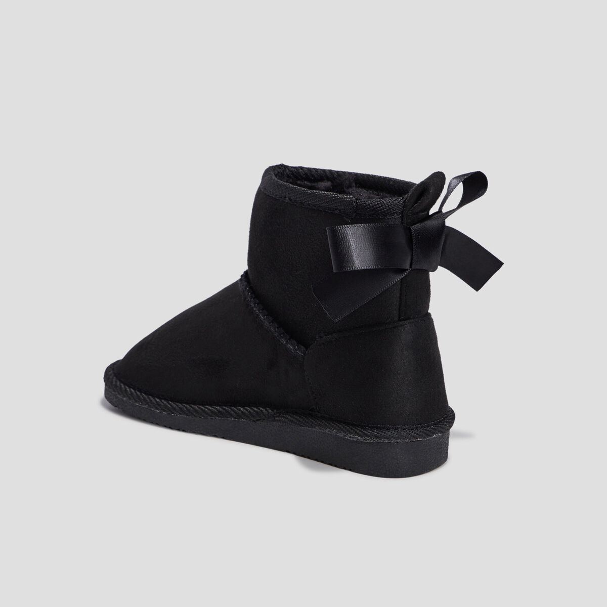 Bottines fourrées avec noeud noir fille
