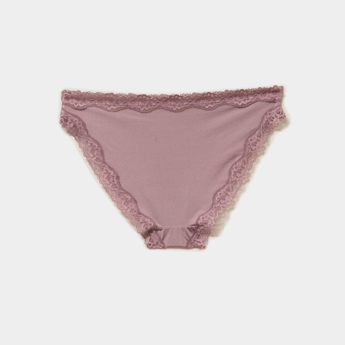 Lot 3 culottes &agrave; dentelle doubl&eacute;es coton mauve femme