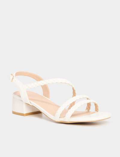 Sandales à talons 5 cm blanc femme
