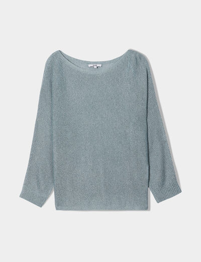 Pull manches longues bleu gris femme