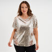 T-shirt &agrave; sequins manches courtes jaune or femme grande taille