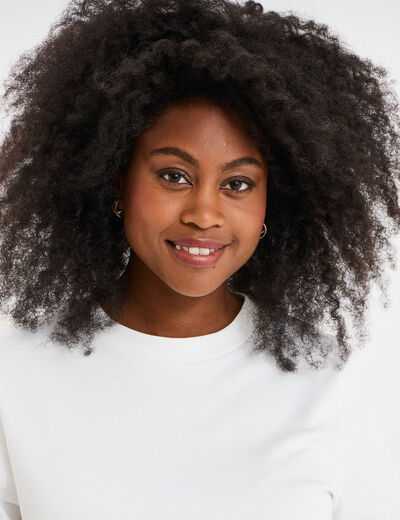 T-shirt col rond manches courtes coton blanc femme