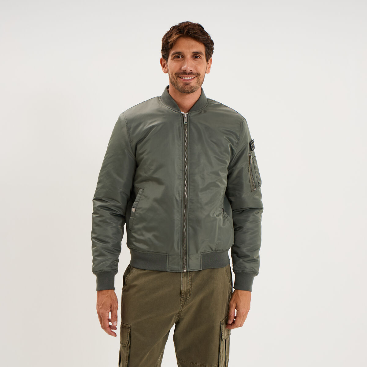 Blouson bomber d&eacute;perlant Liberto gris homme