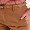 Pantalon chino 7/8ème ceinture tressée marron clair femme