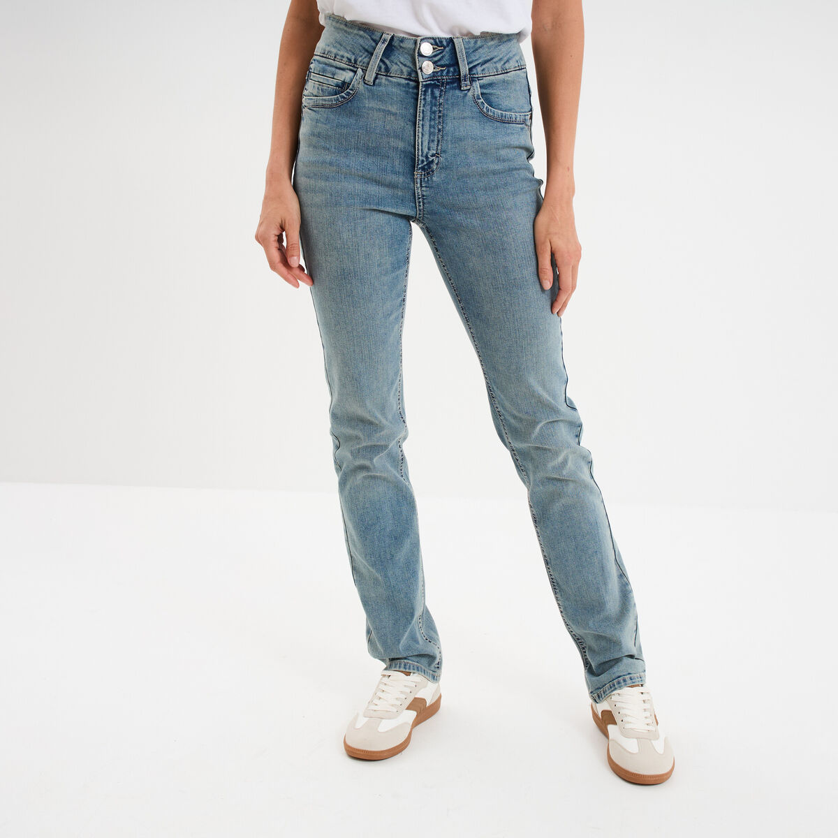 Jeans slim coton bleu femme