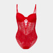 Body padd&eacute; dentelle avec la&ccedil;age rouge femme