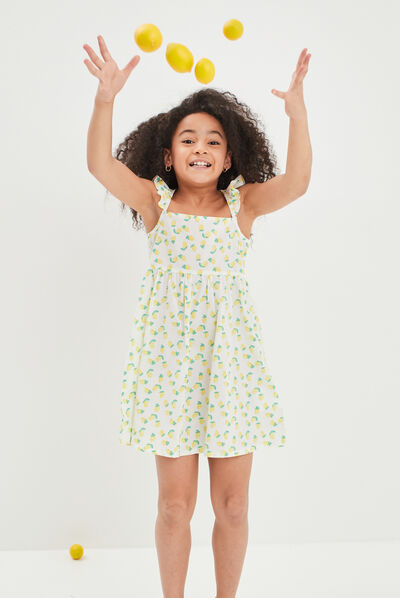 Robe évasée à bretelles croisées blanc fille