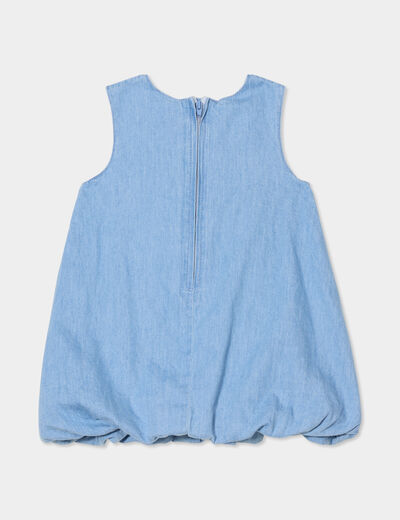 Robe en jean sans manches à noeud coton denim double stone bébé fille