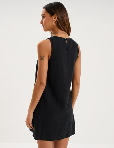 Robe droite courte lin majoritaire noir femme