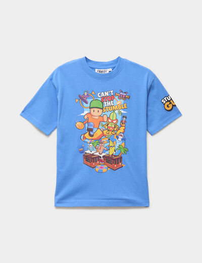 T-shirt col rond coton Stumble Guys bleu gar&ccedil;on