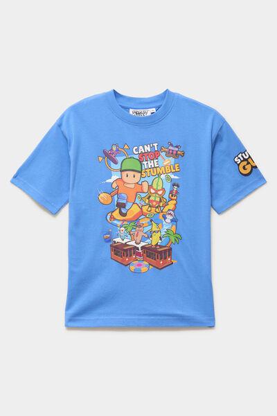 T-shirt col rond coton Stumble Guys bleu gar&ccedil;on