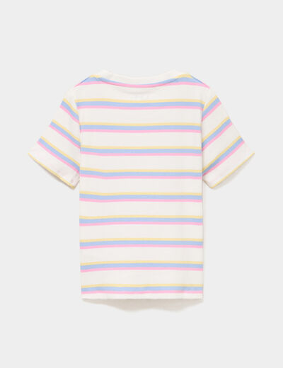 T-shirt c&ocirc;tel&eacute; manches courtes ecru fille