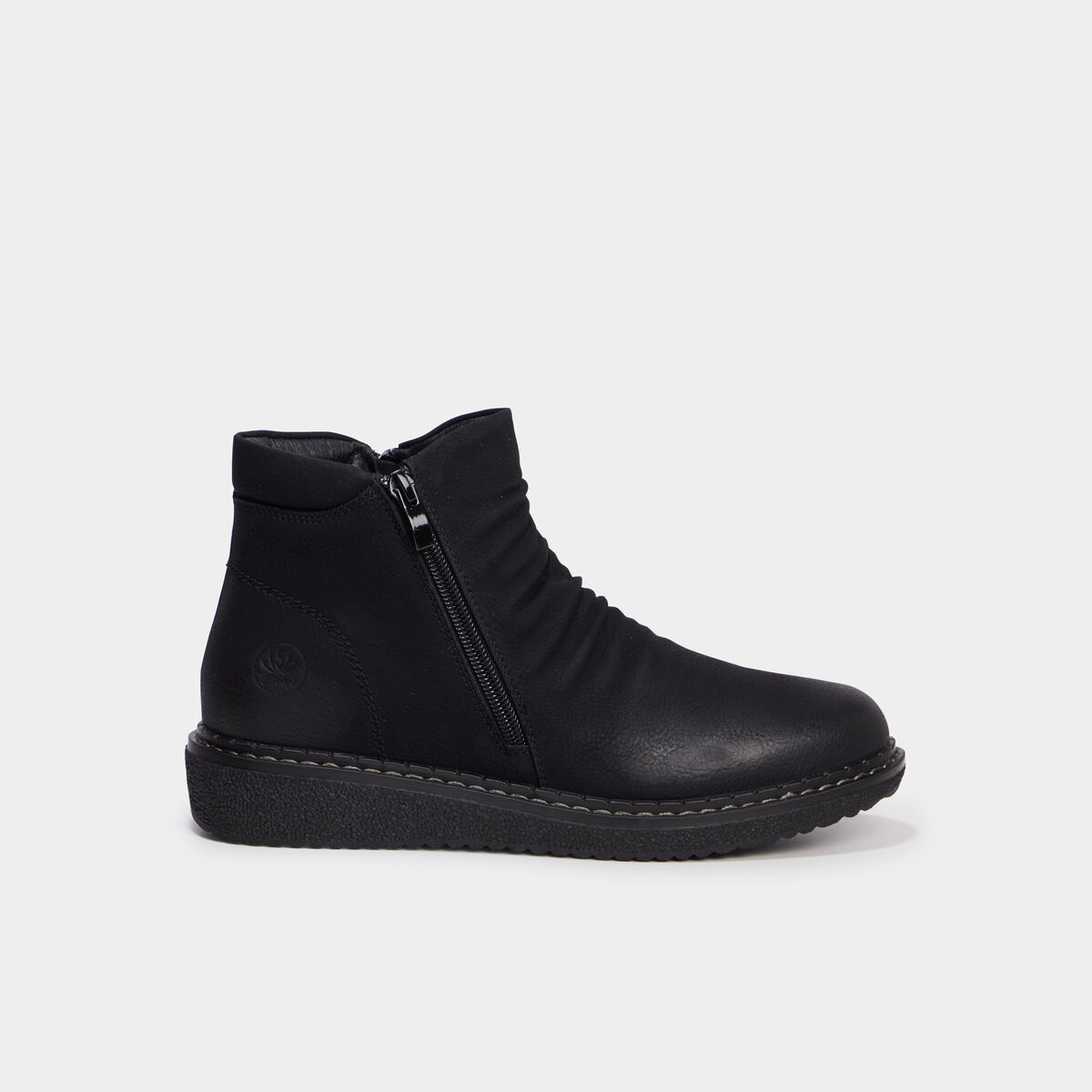 Boots effet pliss&eacute; noir femme
