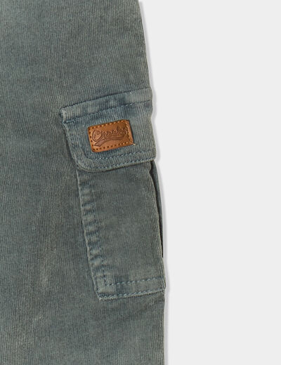 Pantalon velours côtelé coton Creeks vert canard bébé garçon
