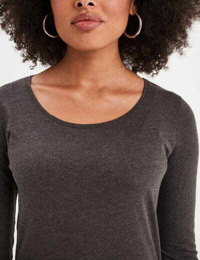 T-shirt à manches longues gris foncé femme