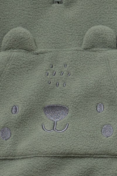 Ensemble effet polaire sweat et pantalon vert kaki b&eacute;b&eacute; gar&ccedil;on