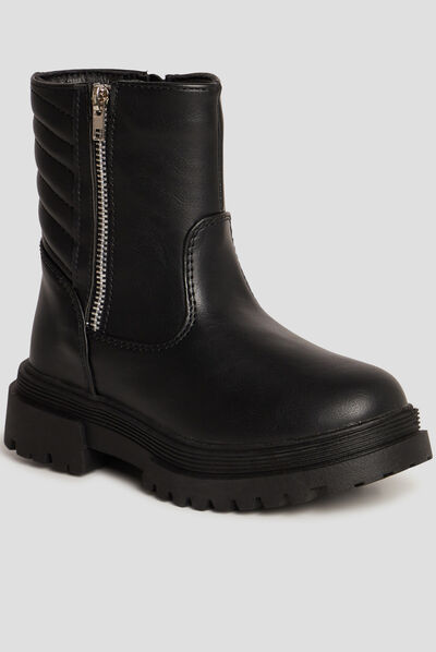 Bottines motardes détails zippés noir fille