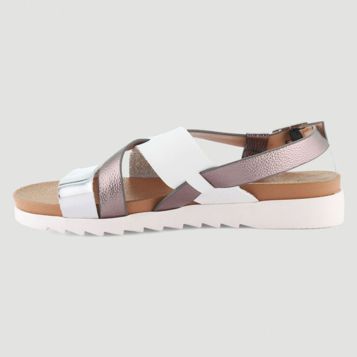 Sandales plates multibrides femme blanc