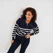 Pull col camionneur zipp&eacute; bleu marine femme