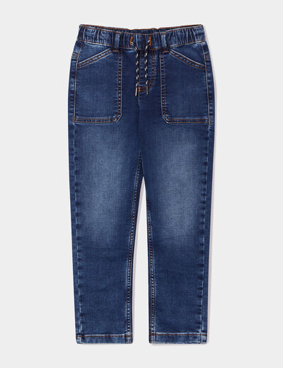 Jean stretch jogger taille &eacute;lastiqu&eacute;e denim stone gar&ccedil;on