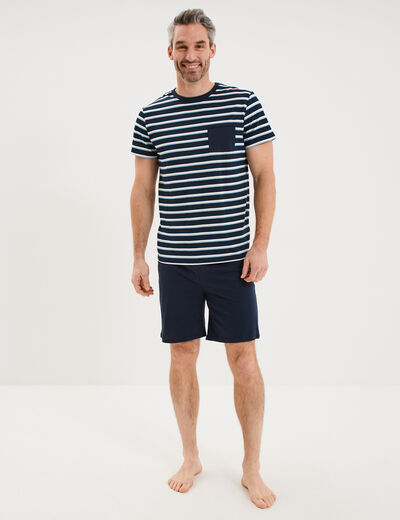 Ensemble pyjama short coton blanc homme