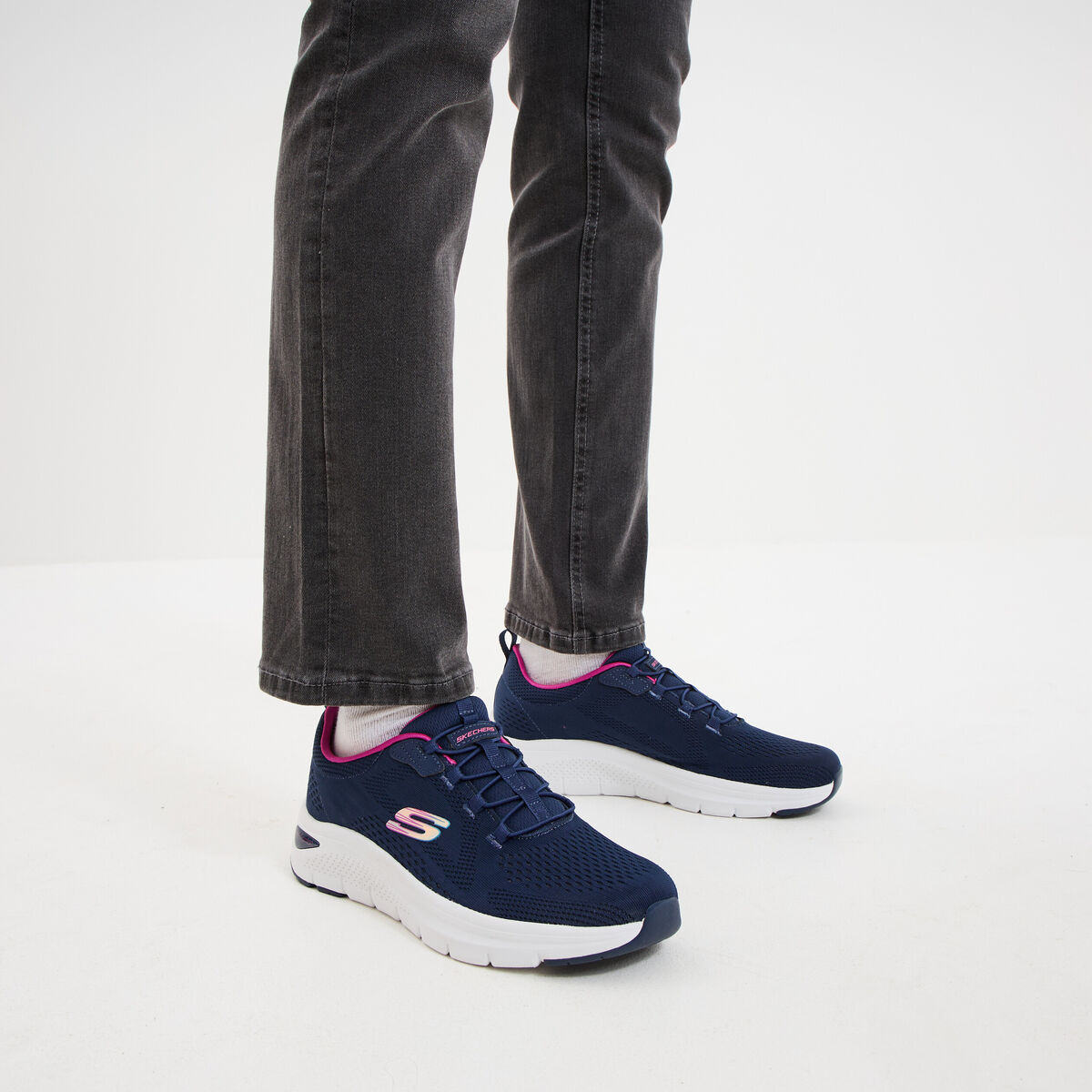 Baskets running à lacets élastiqués bleu femme