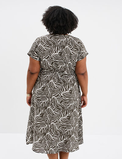 Robe midi taille à coulisse fluide vert kaki femme grande taille