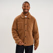 Veste sherpa polaire boutonn&eacute;e marron homme