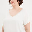 T-shirt satin col en V manches courtes blanc femme grande taille