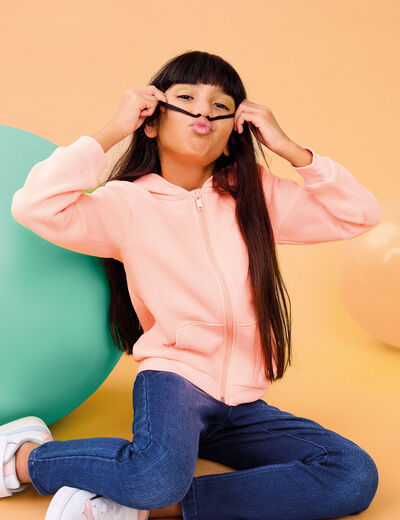 Sweat à capuche zippé orange fluo fille