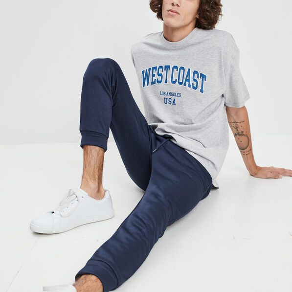 Jogging ajusté à coulisse bleu marine homme