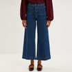 Jean large cropped poches plaqu&eacute;es denim stone femme