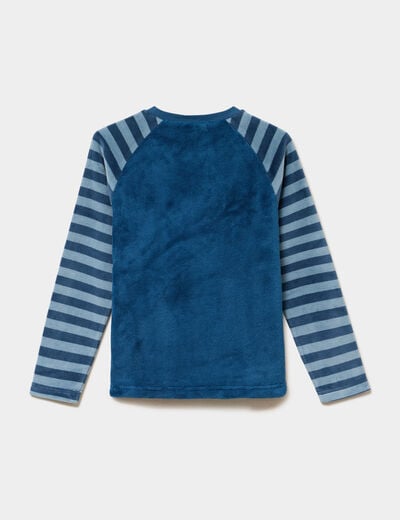 Ensemble pyjama effet velours 2 pi&egrave;ces bleu fonc&eacute; gar&ccedil;on