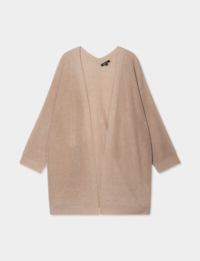 Gilet chauve-souris mi-long beige femme