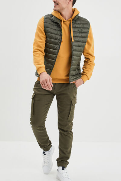 Sweat molleton à capuche hoodie jaune moutarde homme