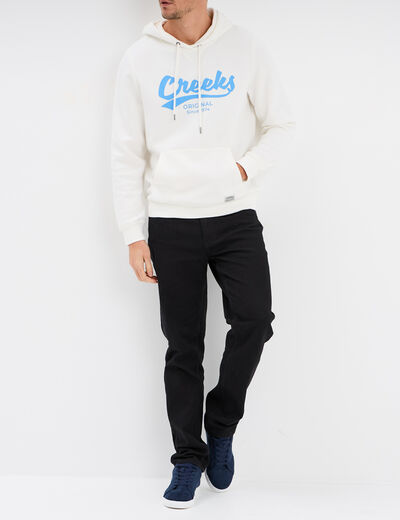 Sweat hoodie à capuche 1 poche blanc homme