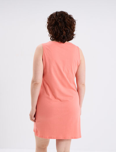 Chemise de nuit courte sans manches vieux rose femme grande taille