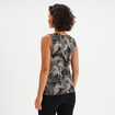 T-shirt sans manches col cache-coeur noir femme