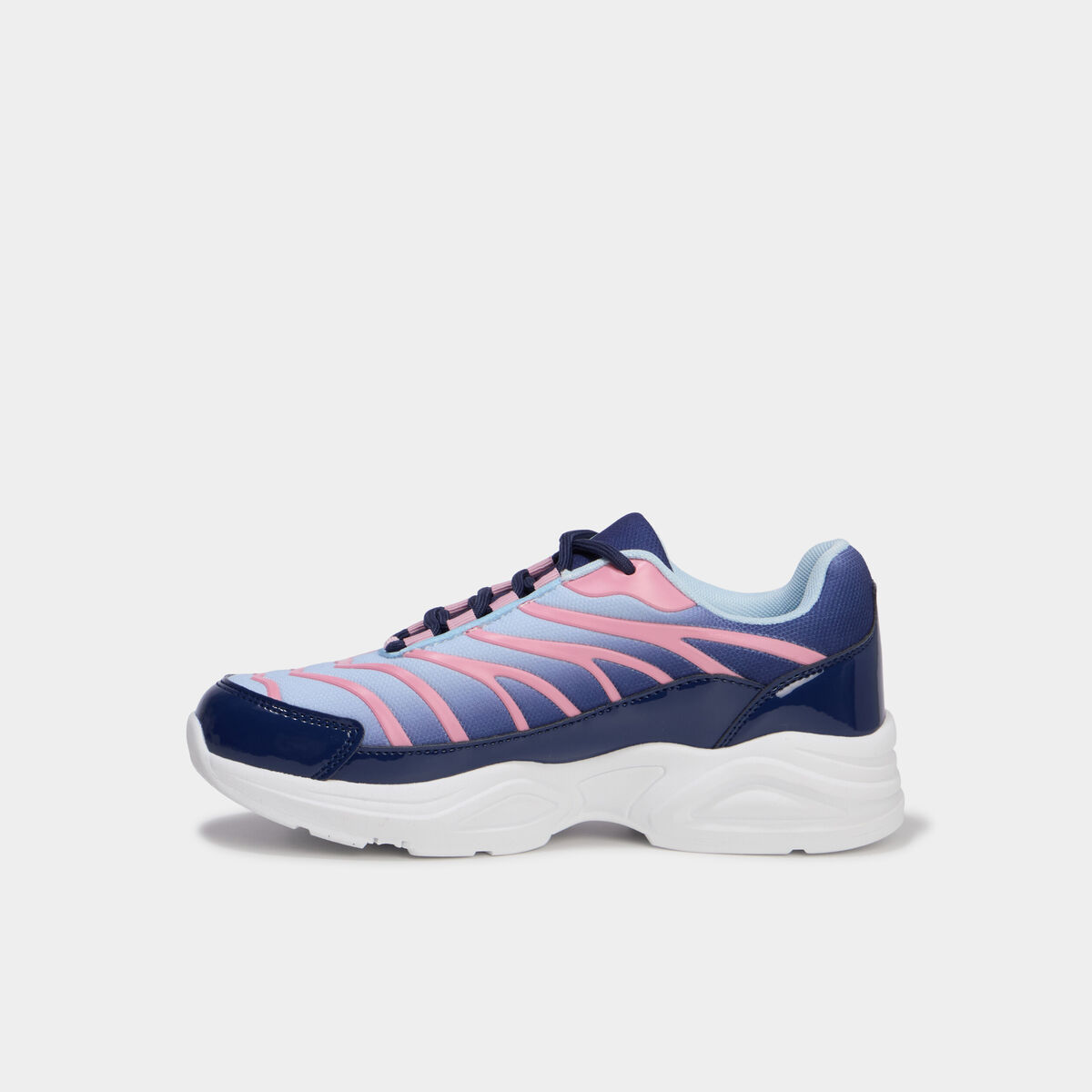 Baskets running &agrave; lacets bleu marine fille