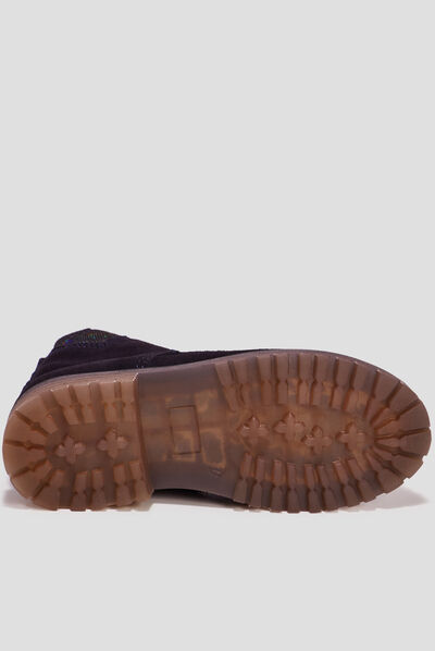 Bottines à lacets en cuir bleu marine fille