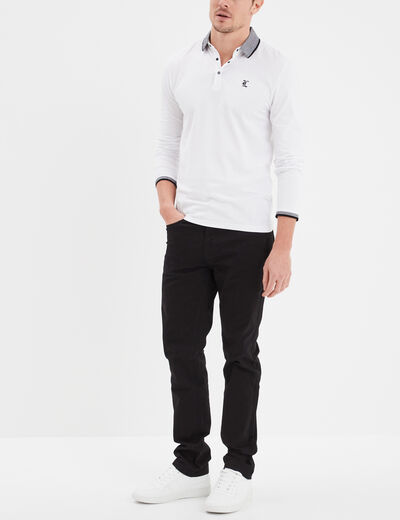 Pantalon droit en coton stretch noir homme